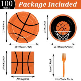 Qyeahkj basketball plates 7inch—vibrant dessert plates for kid-friendly party treats.