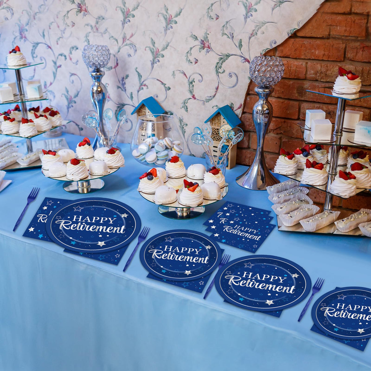 Qyeahkj happy retirement design closeup adds festive table flair.