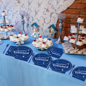 Qyeahkj happy retirement design closeup adds festive table flair.