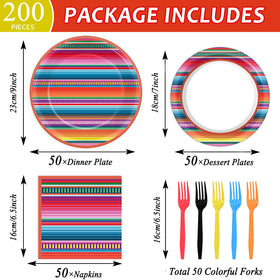 Qyeahkj Mexican party plates 7in for desserts and small servings