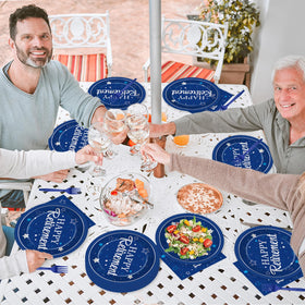 Qyeahkj party decorations table setup complements nautical retirement theme.