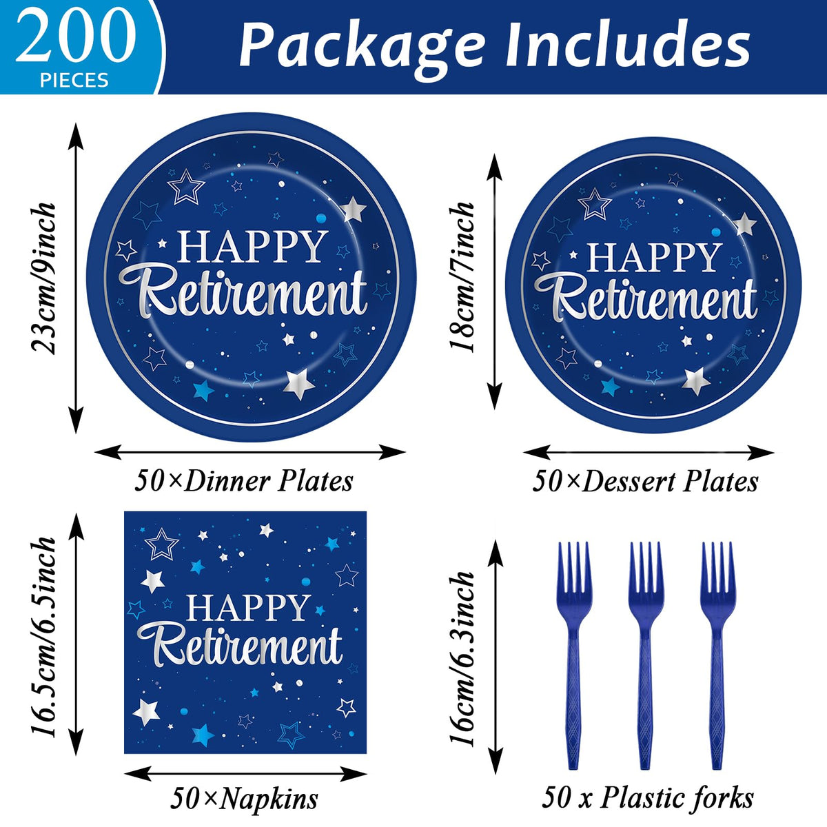 Qyeahkj retirement dessert plates 7-inch silver blue, perfect for dessert courses.