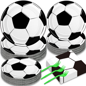 Qyeahkj soccer plates 9in with bold black-and-white design for easy serving