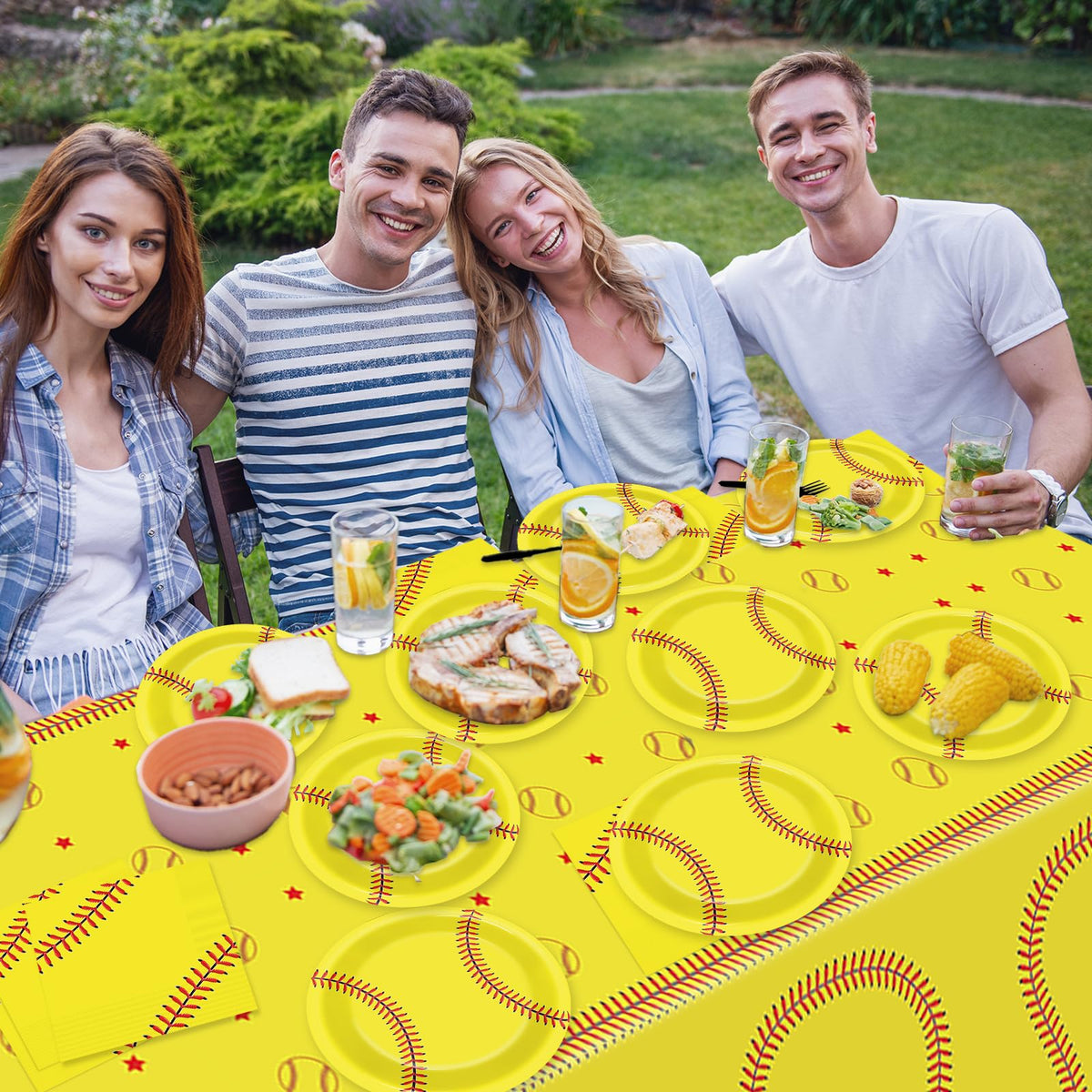Qyeahkj softball decor set highlights cohesive table styling for events.