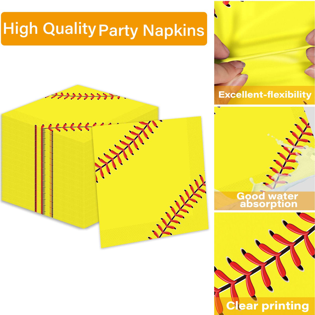 Qyeahkj softball napkins 6.5in folded for neat cleanup.