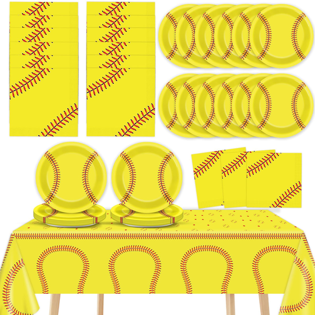 Qyeahkj softball plates 7in for sturdy portions at sports-themed parties.