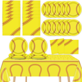 Qyeahkj softball plates 7in for sturdy portions at sports-themed parties.