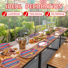 Qyeahkj vivid stripe design plates, lively fiesta atmosphere at gatherings