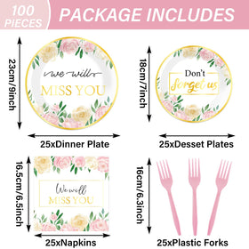 Qyeahkj We Will Miss You 7-inch floral plates for appetizers