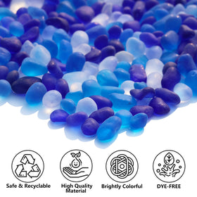 QYGL Sea Glass Stones for aquarium rocks and vase fillers, delivering shimmering color when wet.