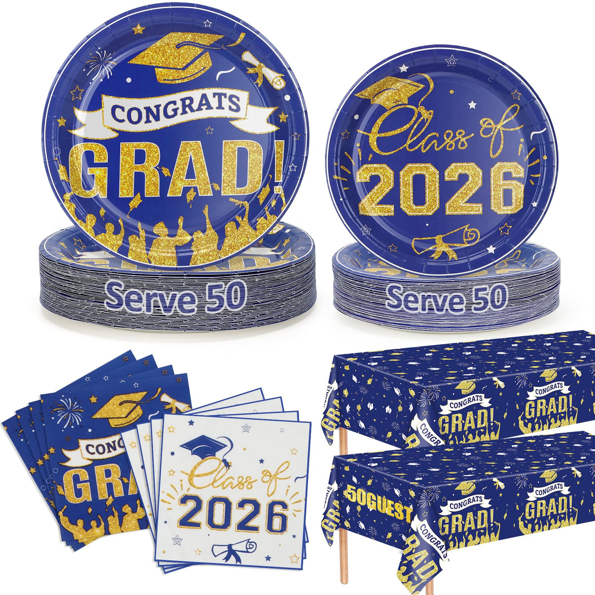 Qyntelix graduation plates 9-inch setup for stylish Class of 2026 celebrations