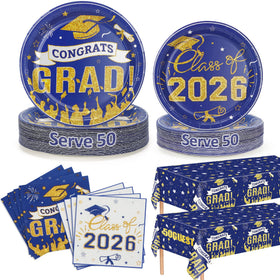 Qyntelix graduation plates 9-inch setup for stylish Class of 2026 celebrations