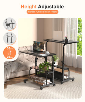QZMDSM desk on wheels moves smoothly to different rooms.