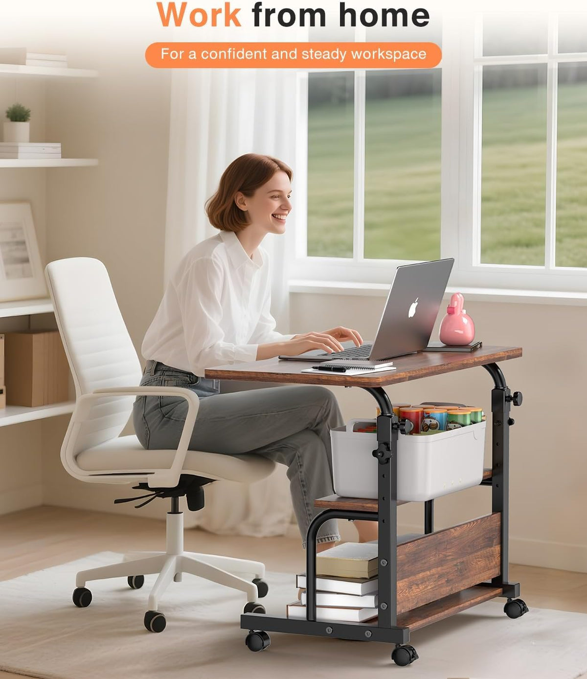 QZMDSM adjustable-height desk with 28-36.4 inch range for ergonomic setups.