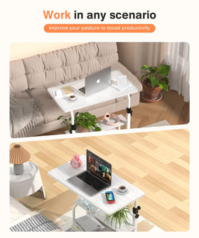 QZMDSM portable desk with wheels and shelves keeps materials organized