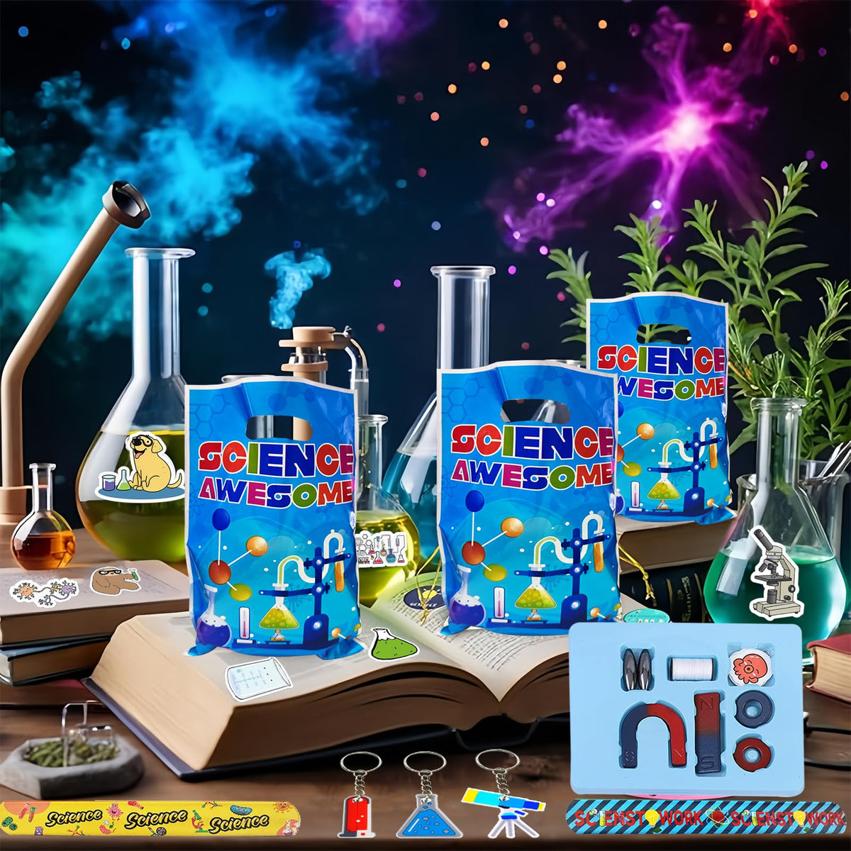 QZYCMHOO drinking straws with playful science artwork.
