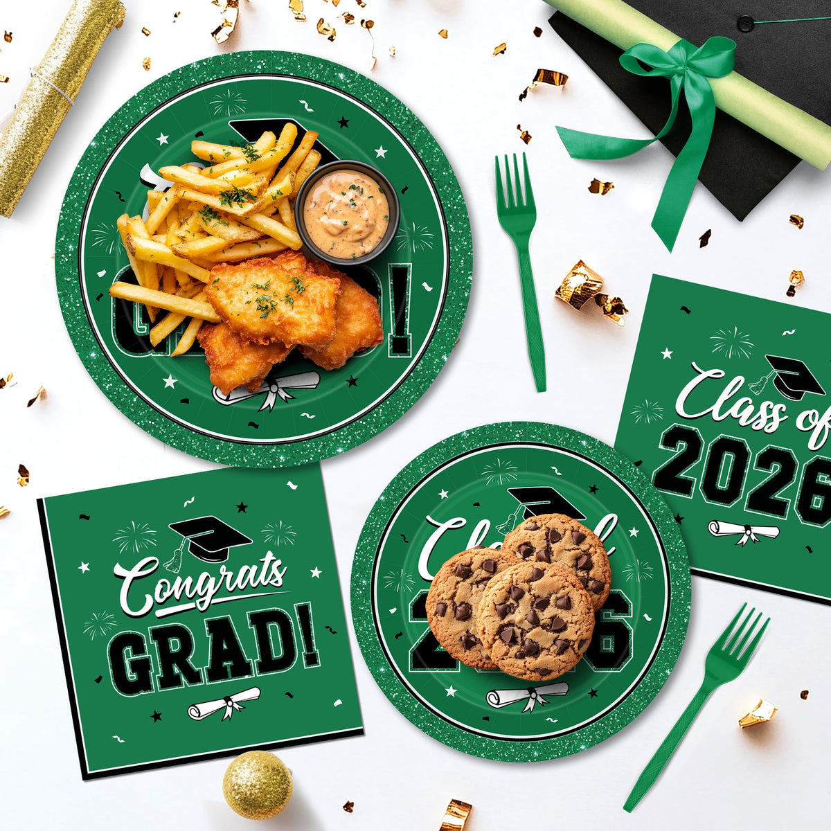 QZYL 2026 graduation theme design with caps and confetti for festive visuals.