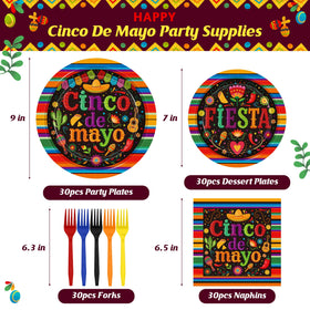 QZYL Cinco De Mayo dessert plates 7inch add color while minimizing cleanup