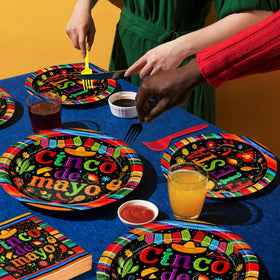 QZYL Fiesta pattern plates close-up showing vibrant colors and festive motifs