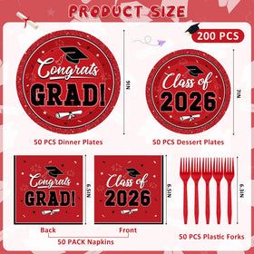 QZYL 7-inch graduation dessert plates with celebratory graphics for sweet treats.