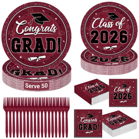 QZYL graduation dinnerware plates 9inch, sturdy for reliable service to 50 guests.