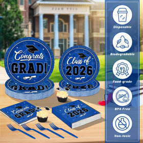 QZYL blue graduation forks, sturdy for quick meals