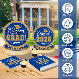 QZYL graduation forks in blue and gold for sturdy serving