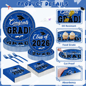 QZYL blue graduation napkins, absorbent and party-ready