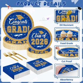 QZYL graduation napkins in blue and gold for easy cleanup
