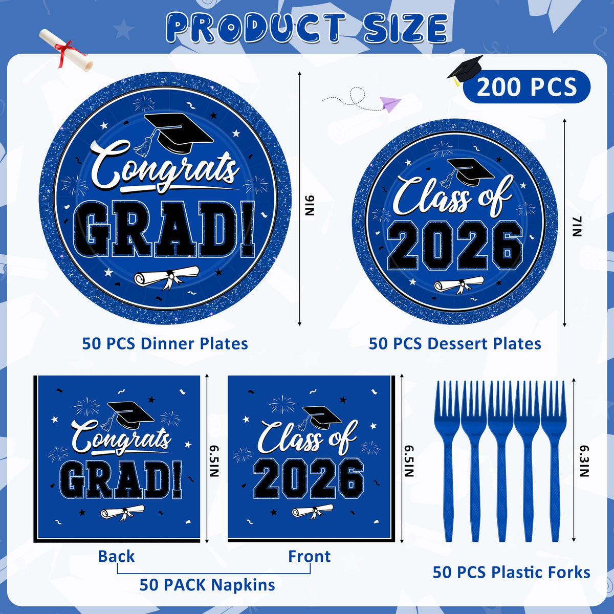 QZYL 7-inch blue dessert plates for celebratory portions