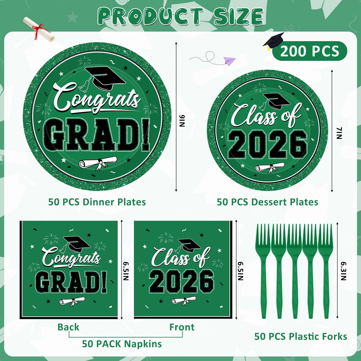 QZYL green graduation dessert plates for elegant dessert service.