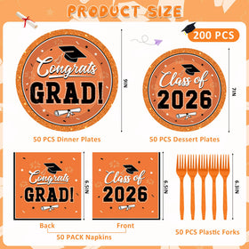 QZYL orange graduation dessert plates 7-inch, ideal for dessert courses.