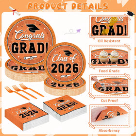 QZYL orange graduation napkins 6.5-inch, coordinated table decor for parties.