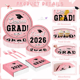 QZYL pink napkins feature 2026 motif for cohesive party styling.