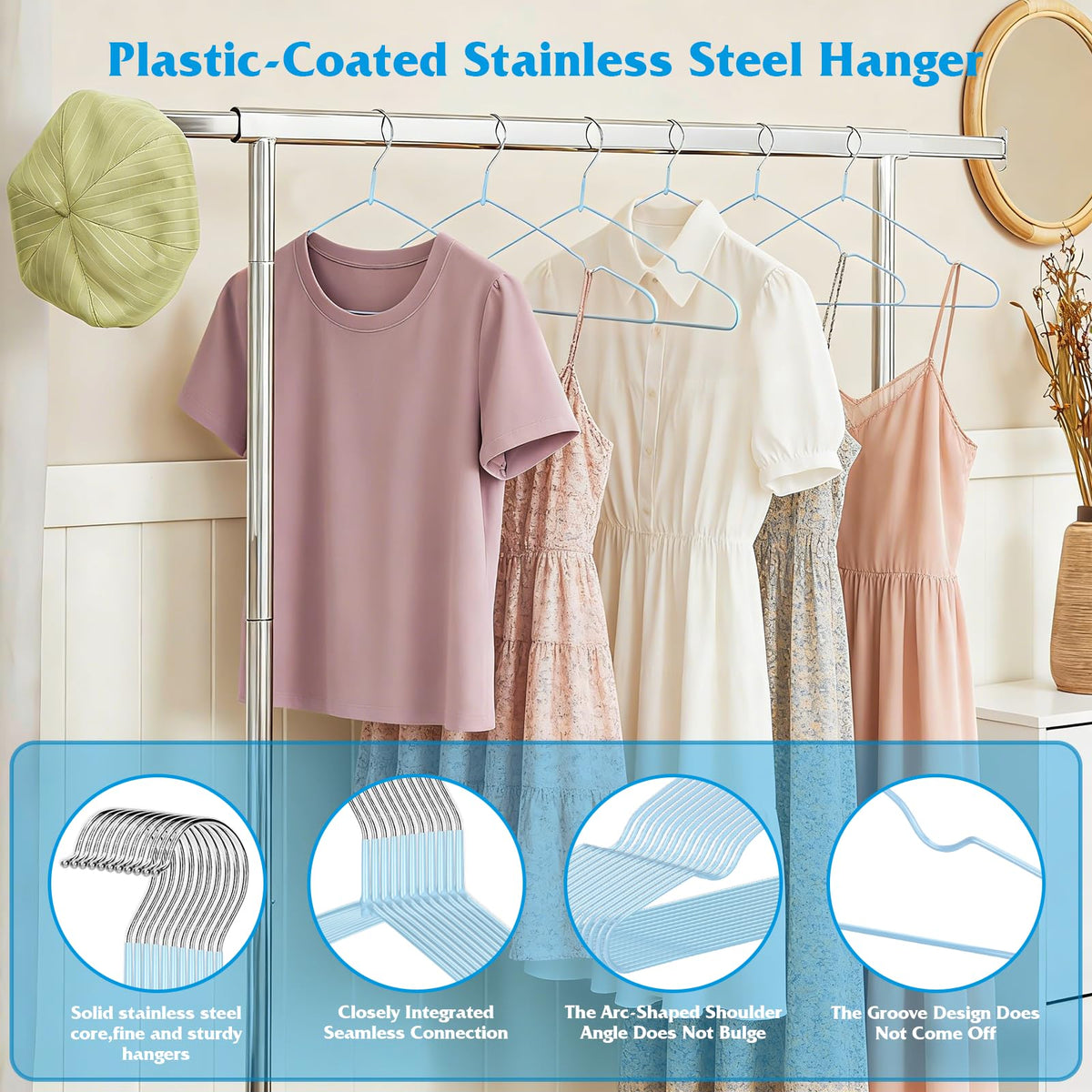 RA RUNNING ALIEN 150-pack space-saving hangers maximize wardrobe capacity