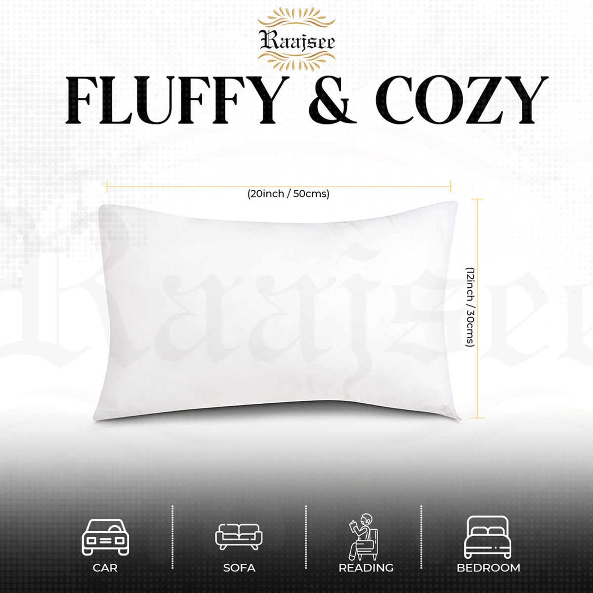 Raajsee 12x20 pillow insert with neck-back-support offers relaxing lounge posture.