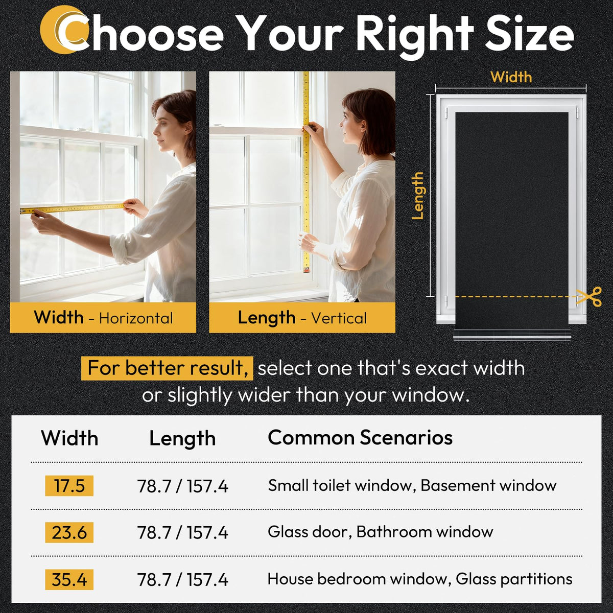 Large 35.4 x 78.7 inch panel fits standard windows