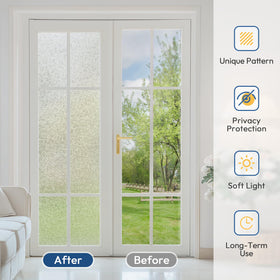 Rabbitgoo frosted film on living room window diffuses daylight.