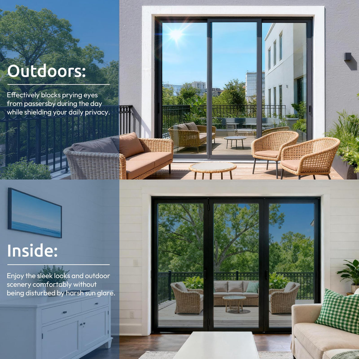 Clear outward view while maintaining daytime privacy with Rabbitgoo film.
