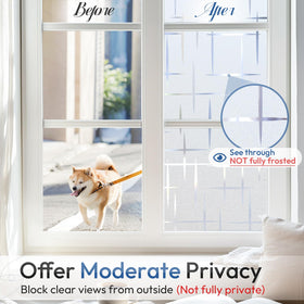 Rabbitgoo decorative frosted film with cross design for stylish privacy on glass.