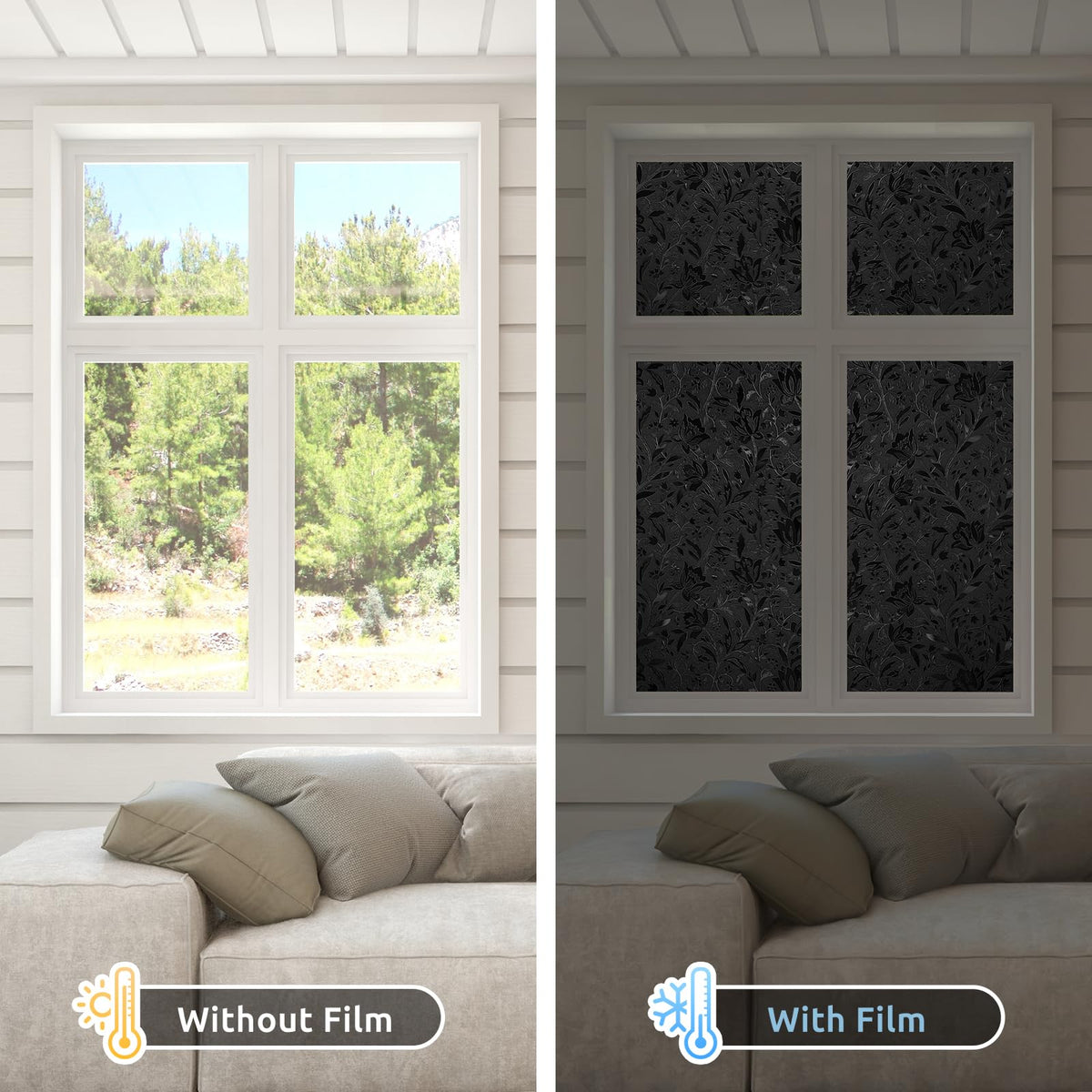 Rabbitgoo easy-apply removable window film on smooth glass.