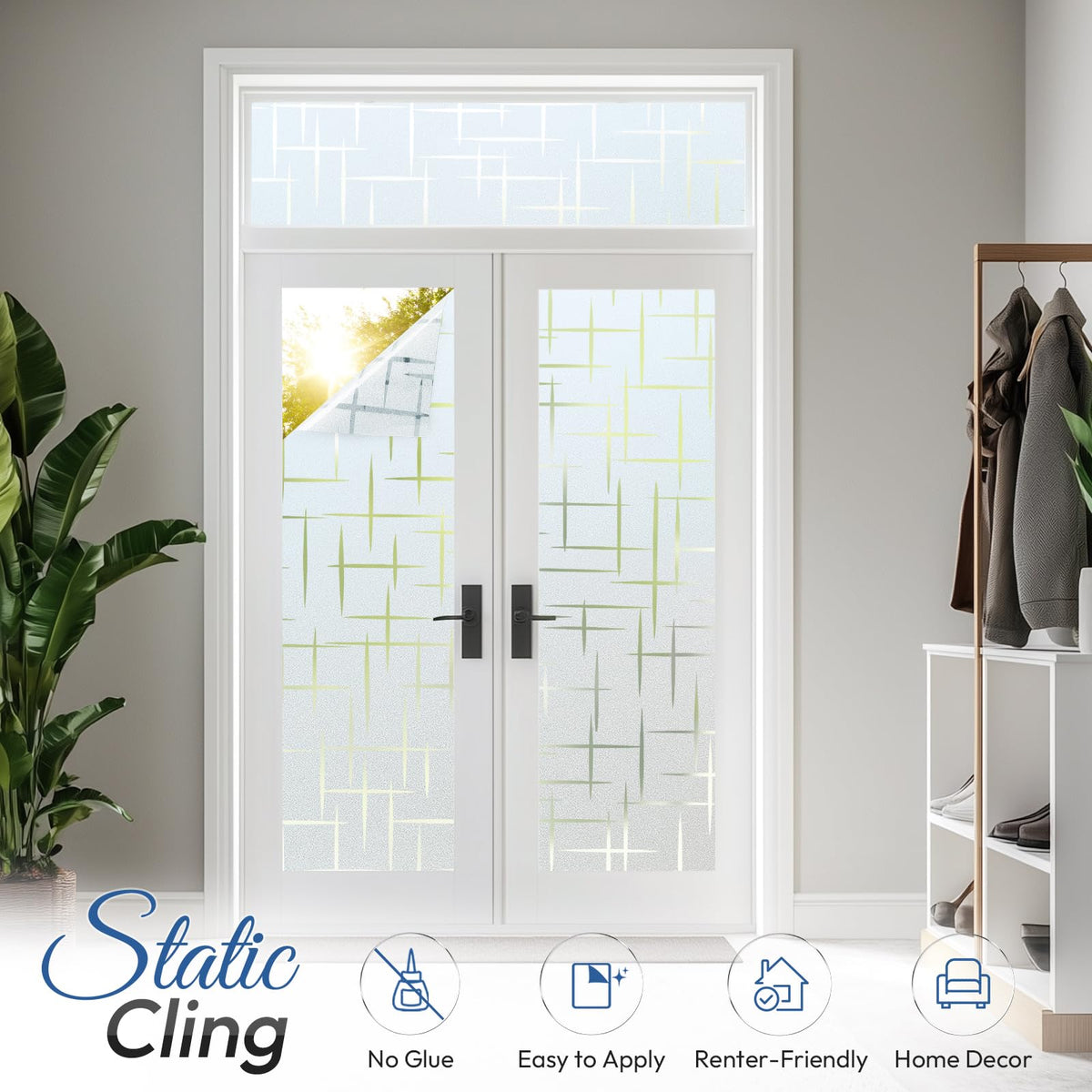Rabbitgoo reusable static cling window film ideal for renters and frequent changes.