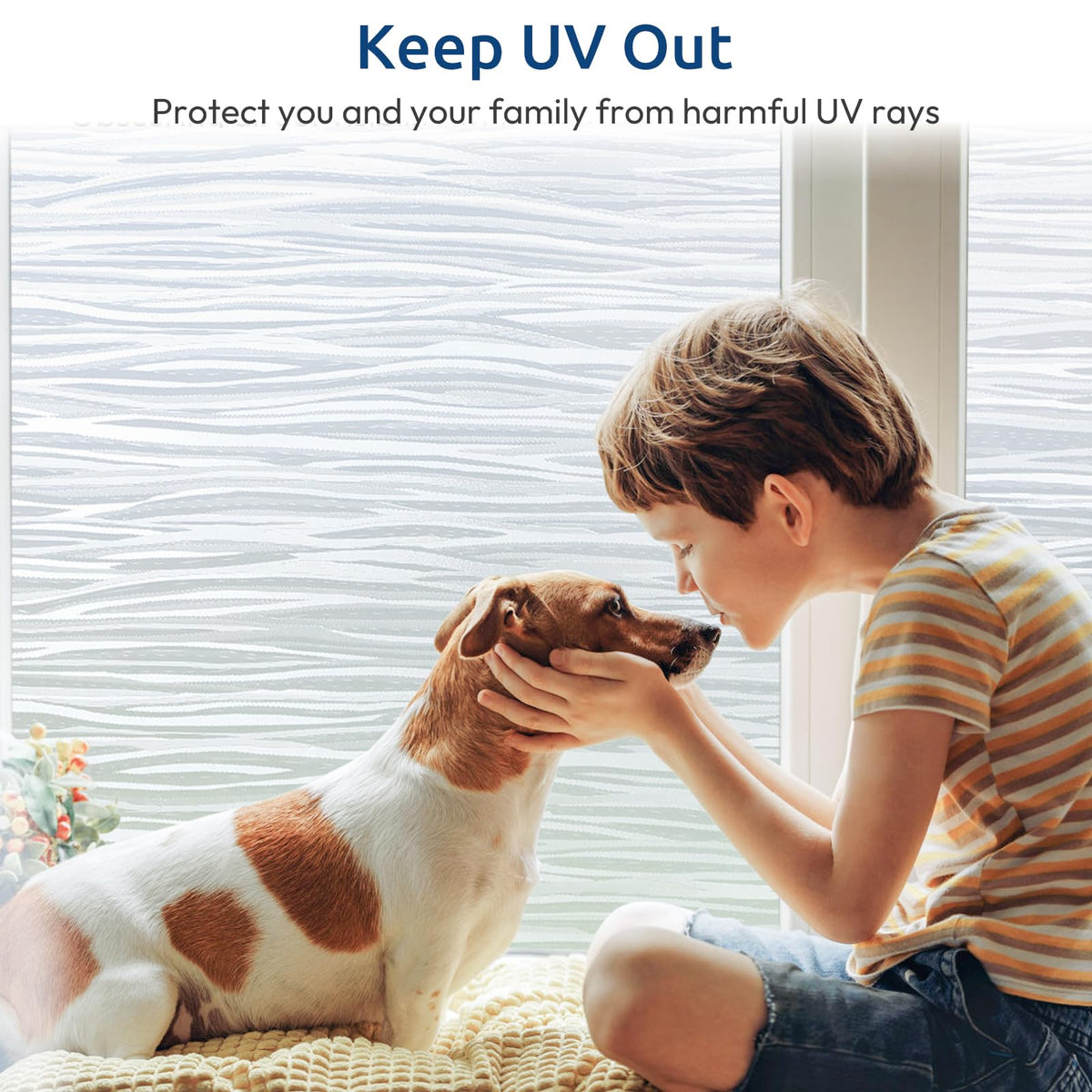 Rabbitgoo frosted glass film blocks UV rays for furniture protection and light diffusion.