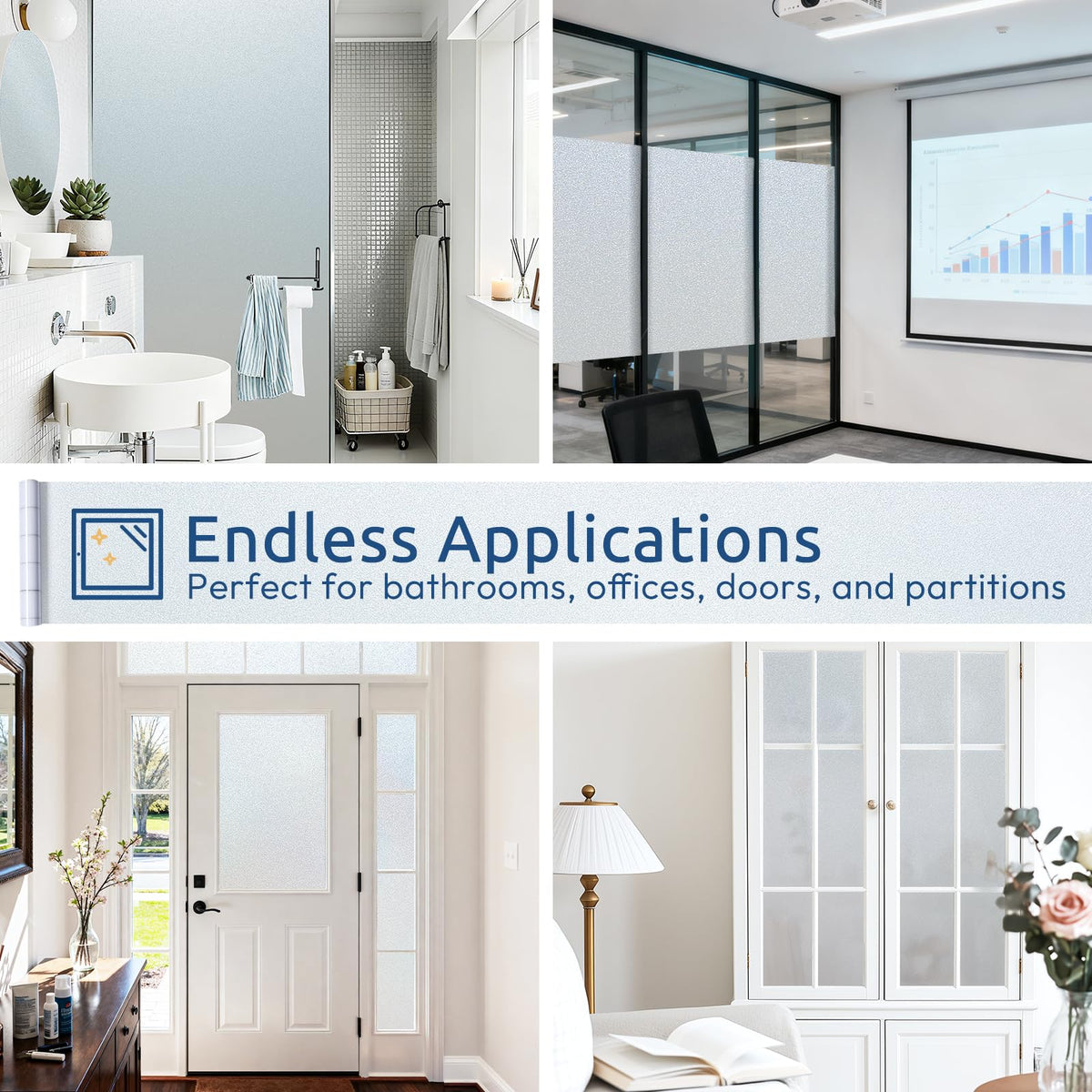 Rabbitgoo frosted glass film maintains privacy with modern look