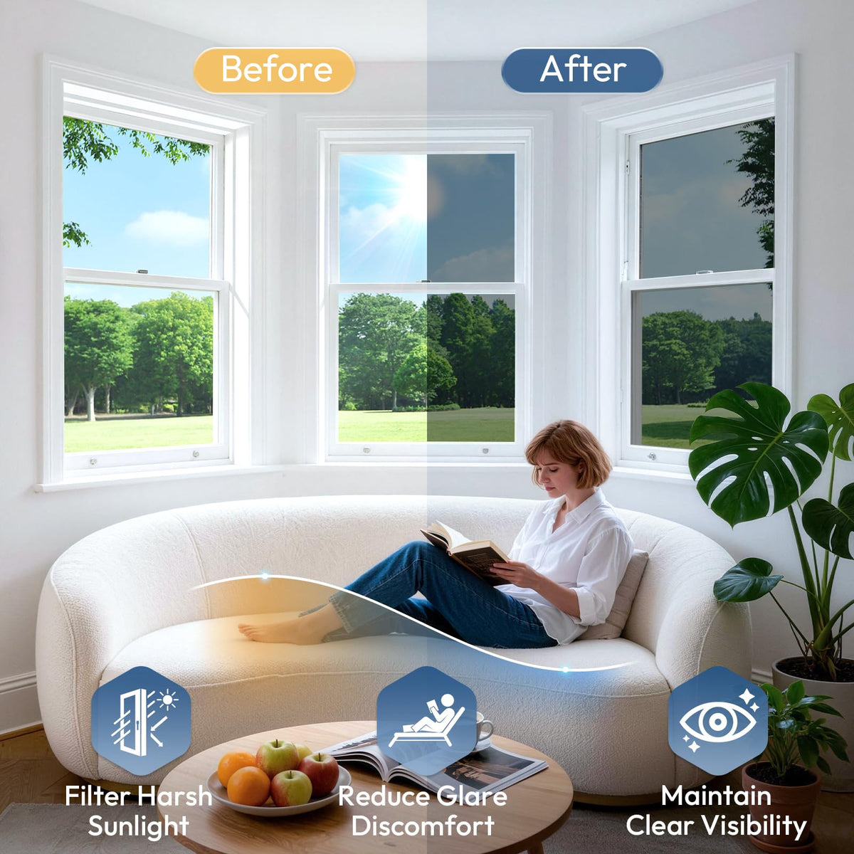 Rabbitgoo heat-control window film keeps interiors cooler in summer.