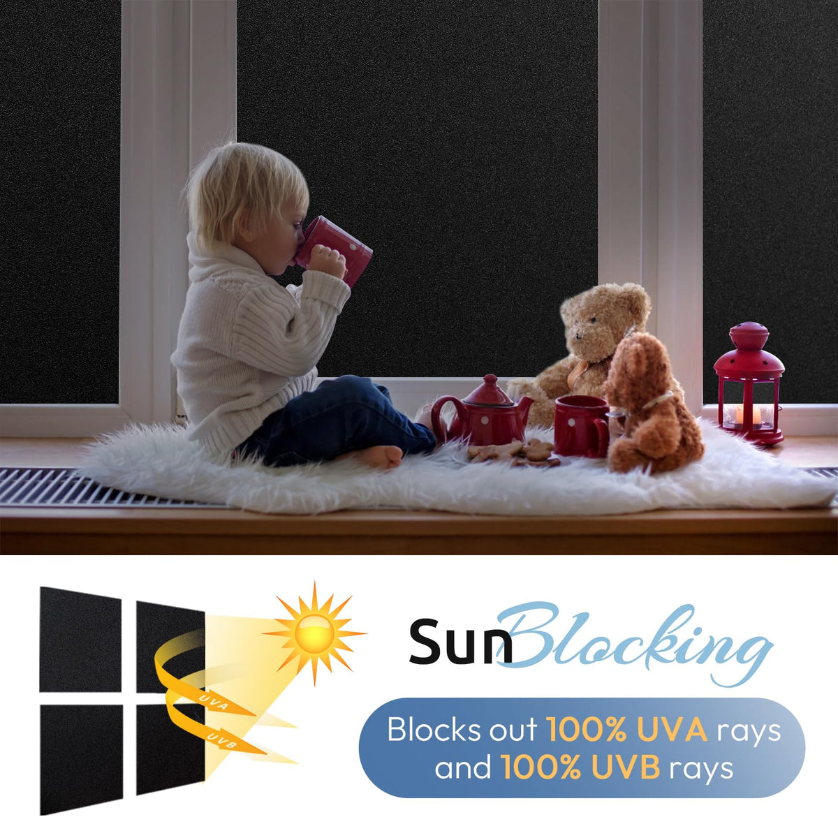 Rabbitgoo nursery window film creates a calm, dim environment.