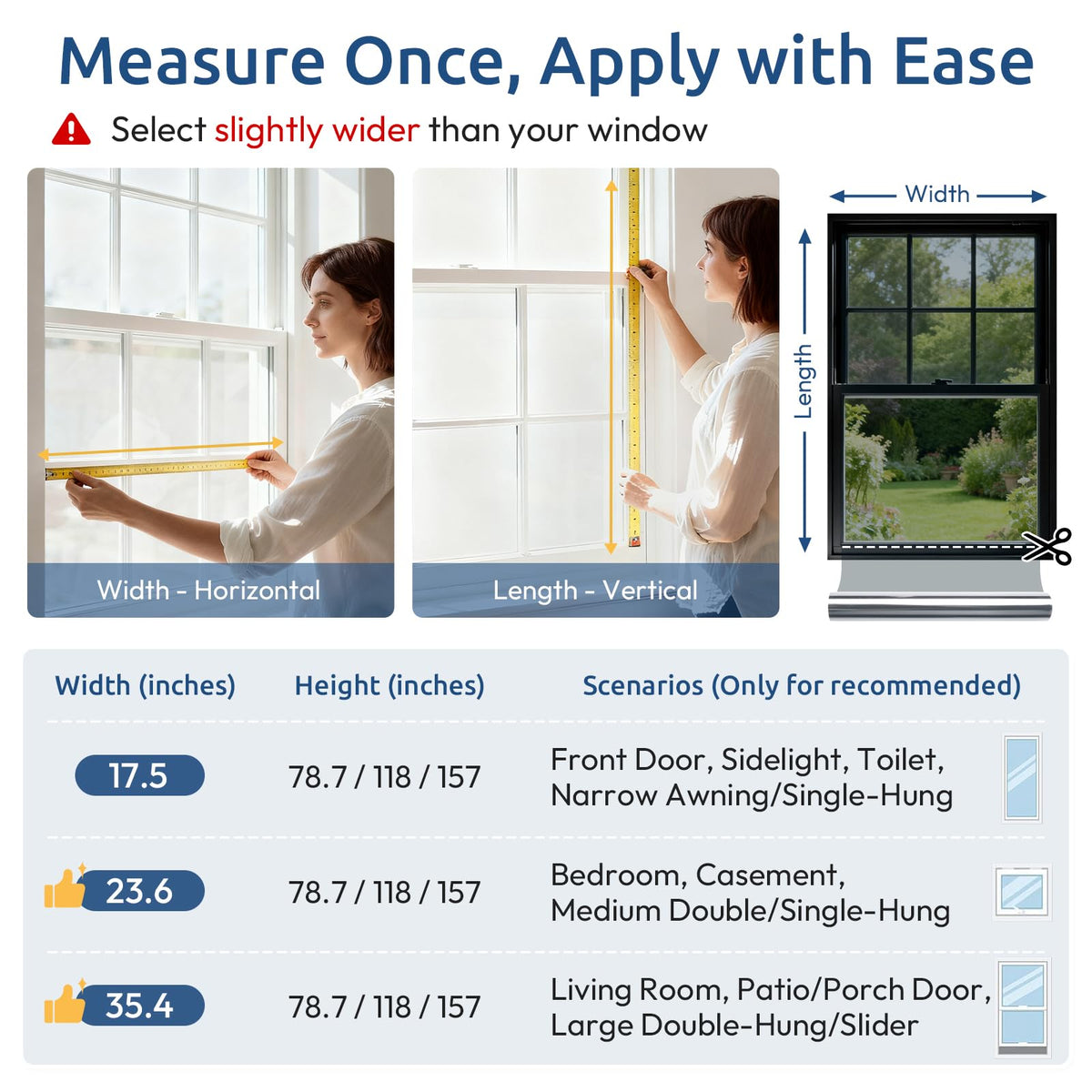 Renter-friendly window film suitable for temporary or seasonal use.