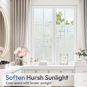 Rabbitgoo minimalist glass door film adds subtle texture and privacy.