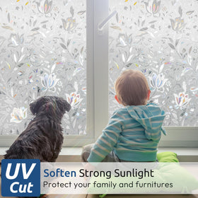 Rabbitgoo Stained-glass pattern decorates windows with decorative privacy.
