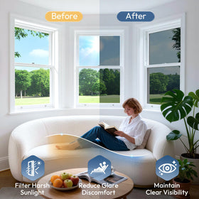 Rabbitgoo UV-blocking window film blocks up to 90 percent of UV rays for furnishings and floors.